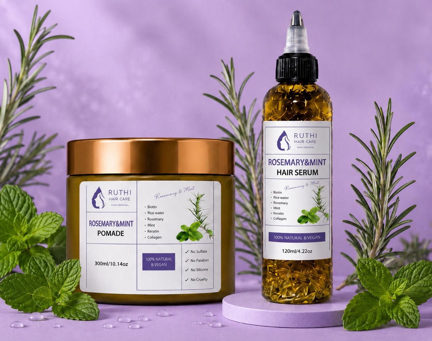 Ruthi Rosemary Growth Duo-Hair Growth Serum & Pommade Bundle