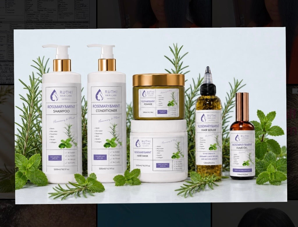 Ruthi Hair Growth Complete Set . Ruthi Hair Growth Complete Set | Rosemary & Mint Shampoo, Conditioner, Hair Mask, Hair Serum, Growth Oil & Pomade